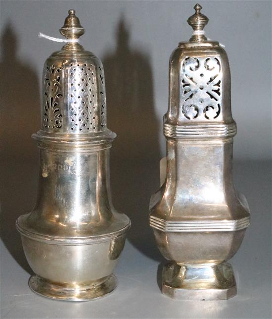 Two silver sugar casters